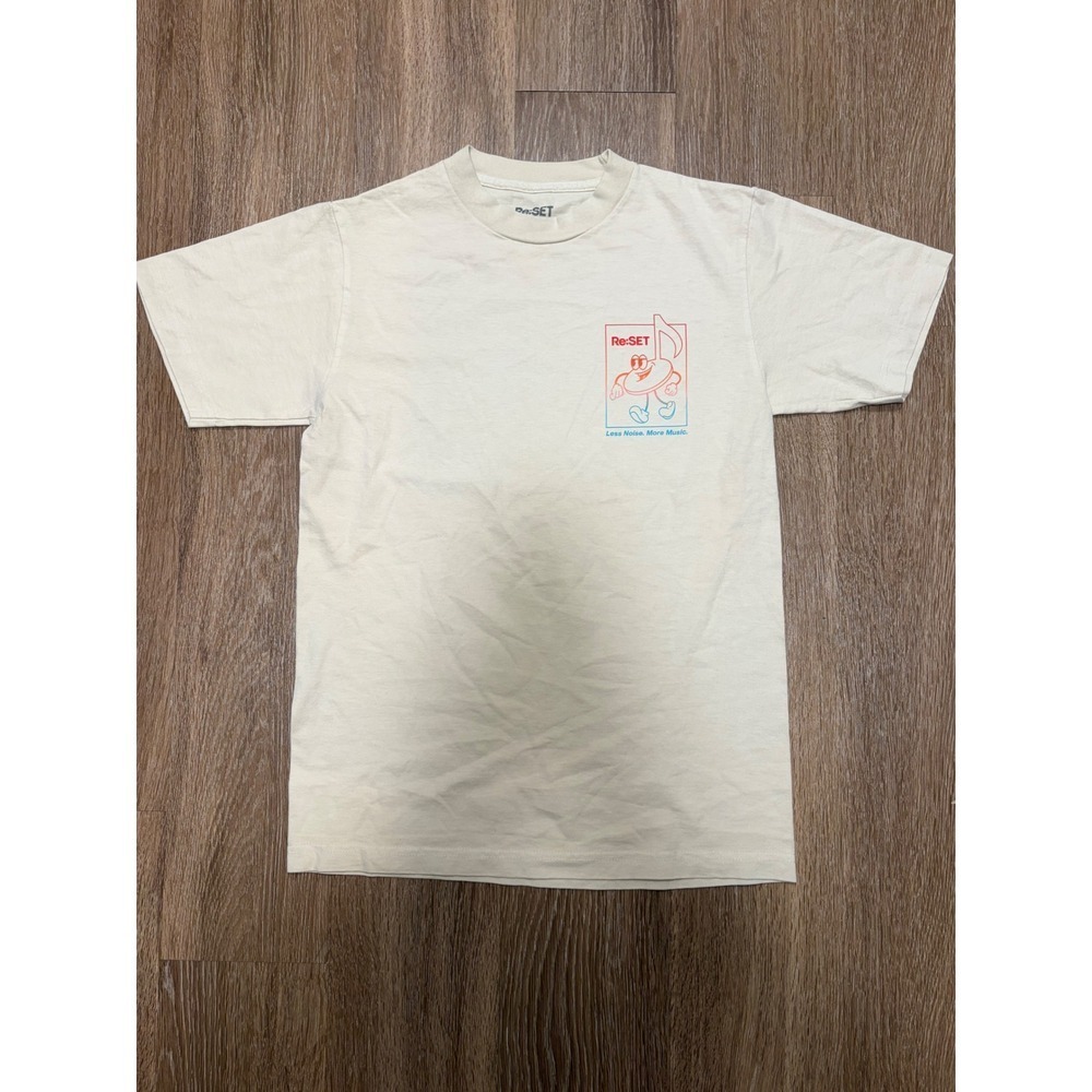 Re:SET Concert Tour Graphic T-Shirt Mens Small Cream Short Sleeve Cotton Tee